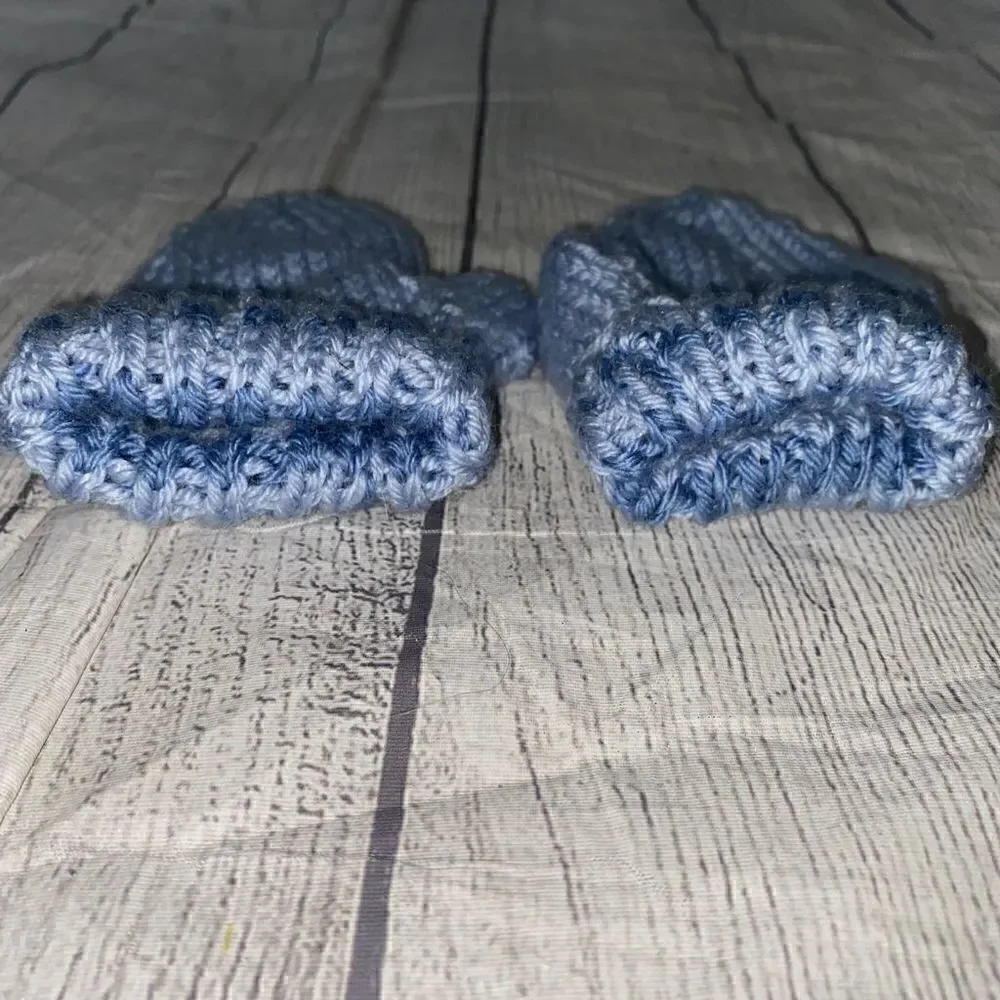 Toddler knit mittens blue
